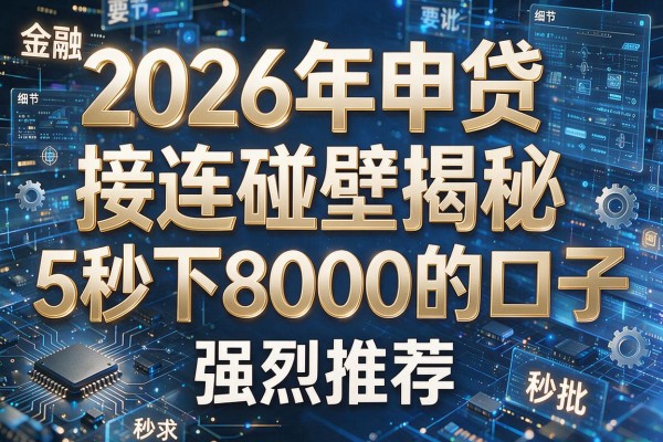 2026年申贷接连碰壁揭秘5个秒下8000的口子强烈推荐秒批!