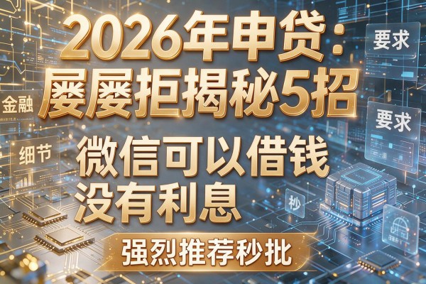 2026年申贷屡屡被拒揭秘5招微信可以借钱没有利息强烈推荐秒批!