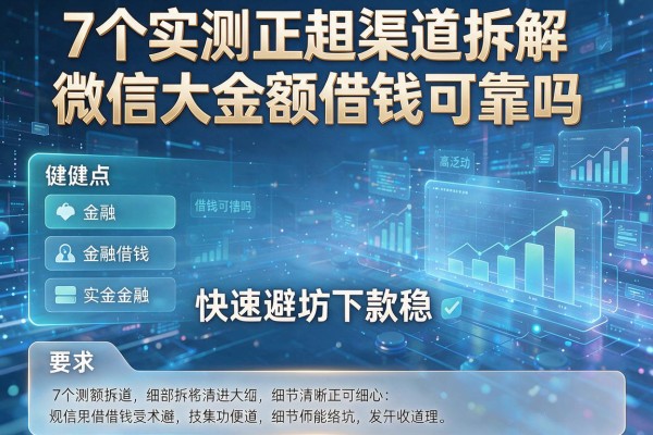 7个实测正规渠道拆解微信大金额借钱可靠吗快速避坑下款稳!