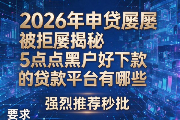 2026年申贷屡屡被拒揭秘5点黑户好下款的贷款平台有哪些强烈推荐秒批!