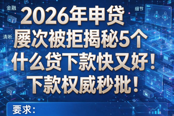 2026年申贷屡次被拒揭秘5个什么贷下款快又好下款权威秒批!