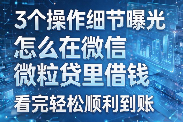 3个操作细节曝光怎么在微信微粒贷里借钱看完轻松顺利到账!
