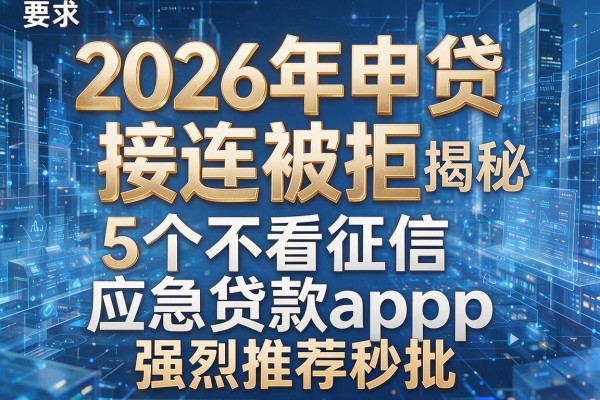 2026年申贷接连被拒揭秘5个不看征信应急贷款app强烈推荐秒批！