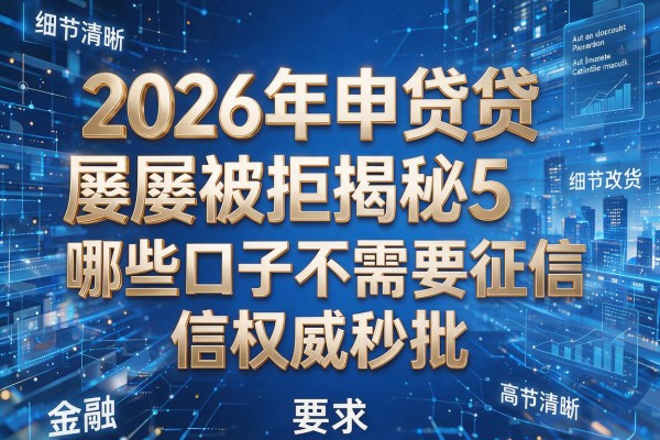 2026年申贷屡屡被拒揭秘5哪些口子不需要征信权威秒批!