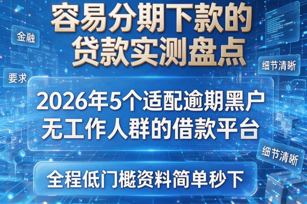 容易分期下款的贷款实测盘点 2026年5个适配逾期黑户无工作人群的借款平台 全程低门槛资料简单秒下!