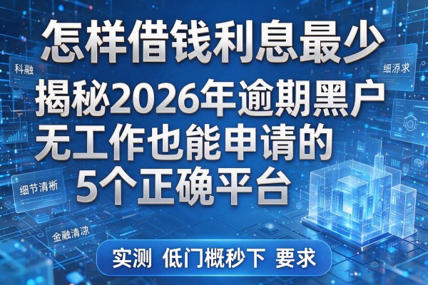 怎样借钱利息最少 揭秘2026年逾期黑户无工作也能申请的5个正规平台 实测低门槛秒下!