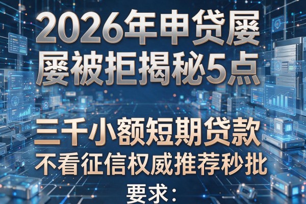 2026年申贷屡屡被拒揭秘5点三千小额短期贷款不看征信权威推荐秒批!