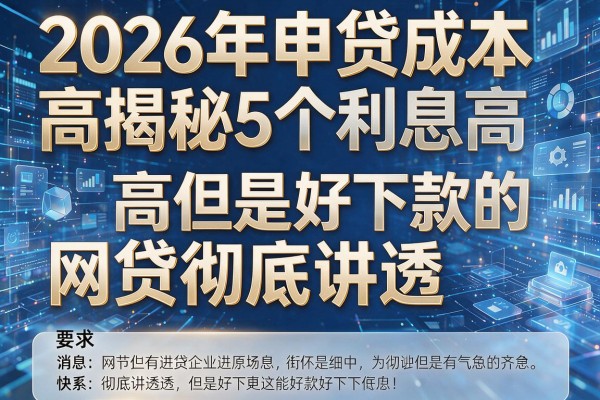 2026年申贷成本高揭秘5个利息高但是好下款的网贷彻底讲透!