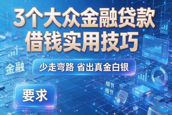 3个大众金融贷款借钱实用技巧,少走弯路省出真金白银!