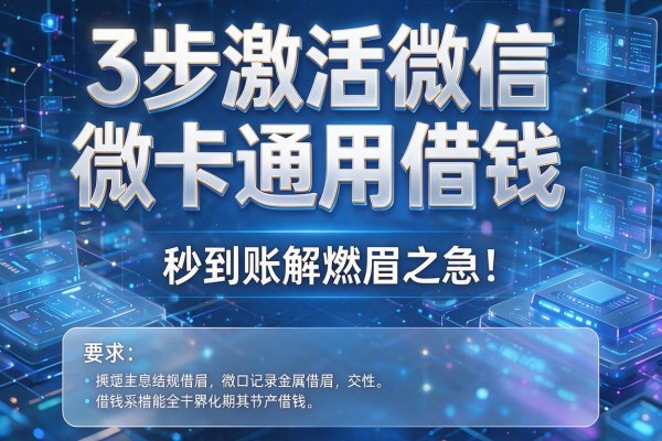 3步激活微信微卡通用借钱,秒到账解燃眉之急!