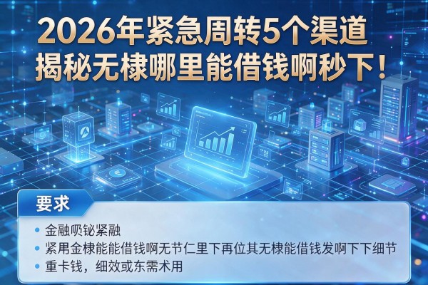 2026年紧急周转5个渠道揭秘无棣哪里能借钱啊秒下！