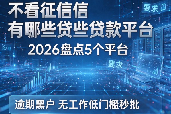 不看征信有哪些贷款平台 2026盘点5个平台 逾期黑户无工作低门槛秒批