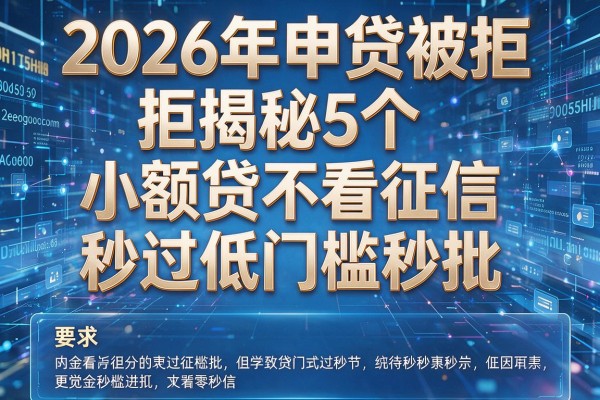 2026年申贷被拒揭秘5个小额贷不看征信秒过低门槛秒批!