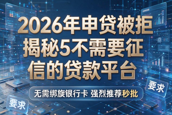 2026年申贷被拒揭秘5不需要征信的贷款平台无需绑定银行卡强烈推荐秒批!