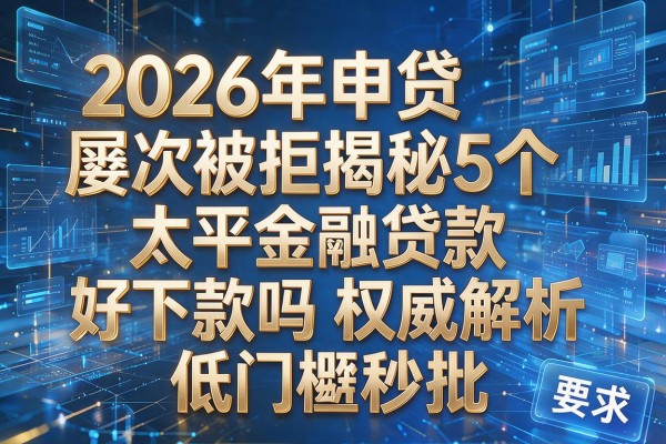 2026年申贷屡次被拒揭秘5个太平金融贷款好下款吗权威解析低门槛秒批!