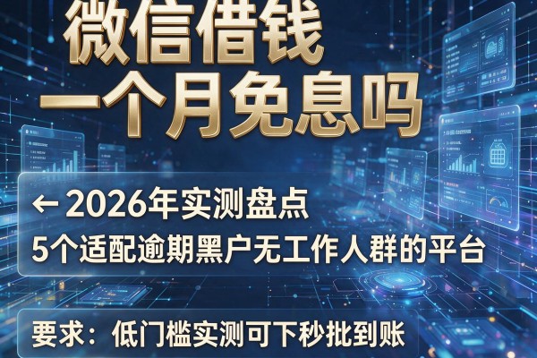 微信借钱一个月免息吗 2026年实测盘点5个适配逾期黑户无工作人群的平台 低门槛实测可下秒批到账！