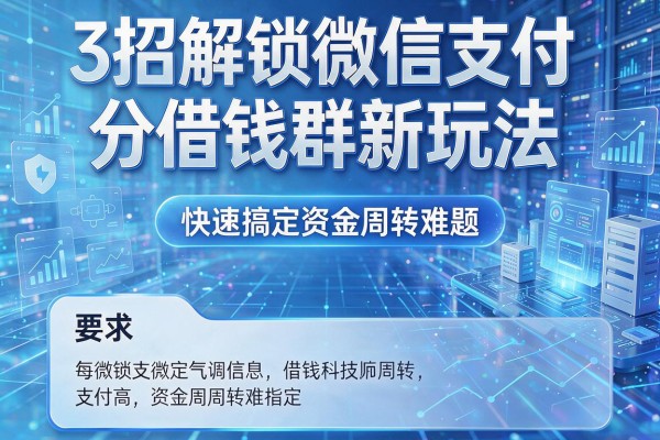 3招解锁微信支付分借钱群新玩法,快速搞定资金周转难题!