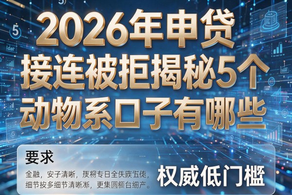2026年申贷接连被拒揭秘5个动物系口子有哪些权威低门槛!