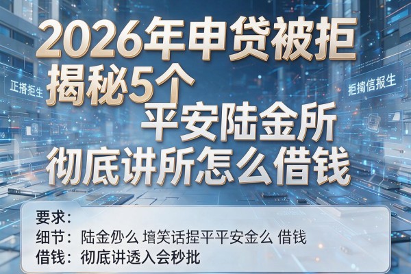 2026年申贷被拒揭秘5个平安陆金所怎么借钱彻底讲透秒批!