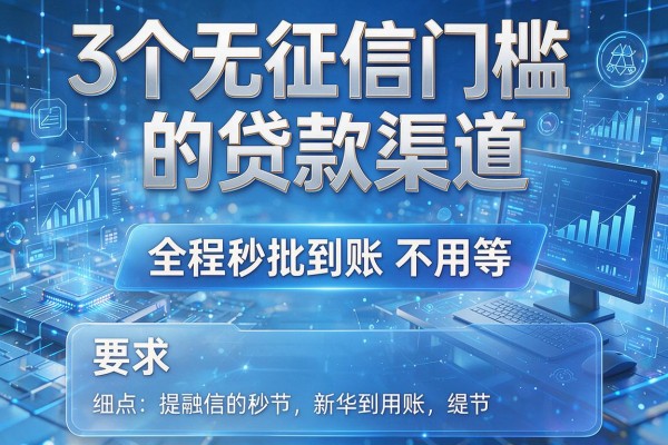 3个无征信门槛的贷款渠道，全程秒批到账不用等！