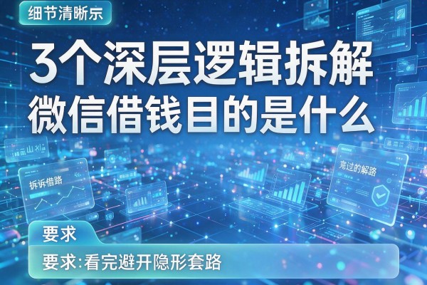 3个深层逻辑拆解微信借钱目的是什么，看完避开隐形套路！