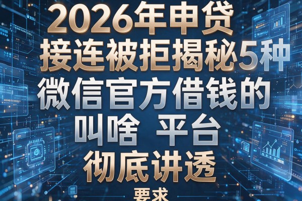2026年申贷接连被拒揭秘5种微信官方借钱的叫啥平台彻底讲透！