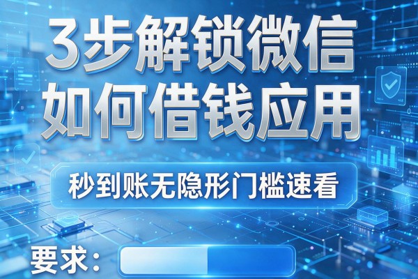 3步解锁微信如何借钱应用,秒到账无隐形门槛速看!
