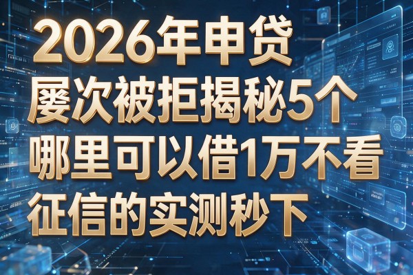 2026年申贷屡次被拒揭秘5个哪里可以借1万不看征信的实测秒下！