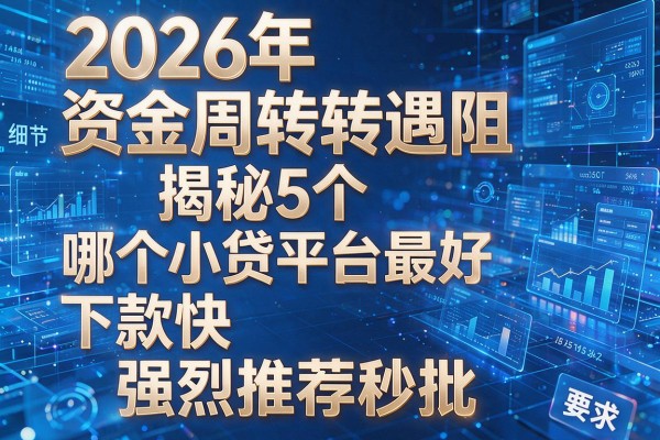 2026年资金周转遇阻揭秘5个哪个小贷平台最好下款快强烈推荐秒批！