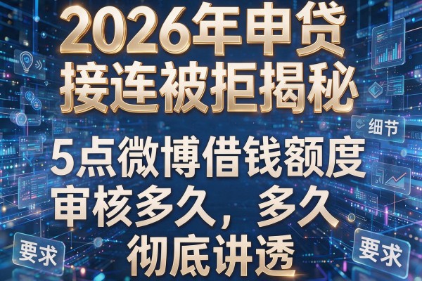 2026年申贷接连被拒揭秘5点微博借钱额度审核多久彻底讲透!