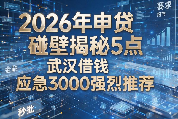 2026年申贷碰壁揭秘5点武汉借钱应急3000强烈推荐秒批!