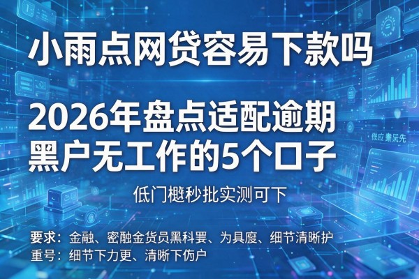 小雨点网贷容易下款吗 2026年盘点适配逾期黑户无工作的5个口子 低门槛秒批实测可下！