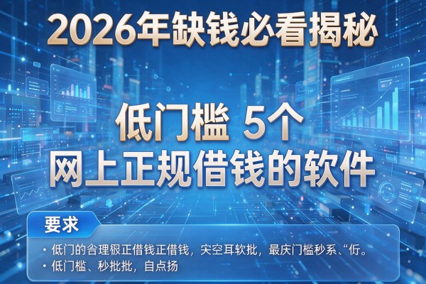 2026年缺钱必看揭秘5个网上正规借钱的软件低门槛秒批!