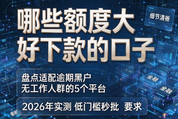 哪些额度大好下款的口子 盘点适配逾期黑户无工作人群的5个平台 2026年实测低门槛秒批