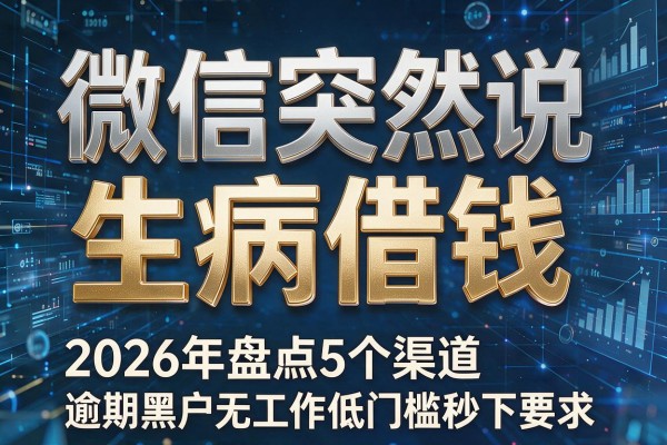 微信突然说生病借钱 2026年盘点5个渠道 逾期黑户无工作低门槛秒下!