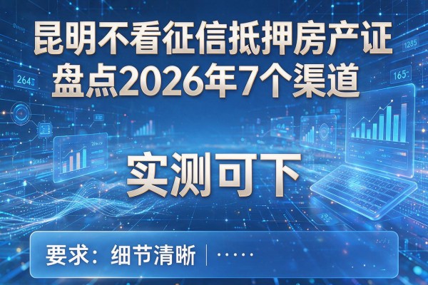 昆明不看征信抵押房产证盘点2026年7个渠道实测可下！