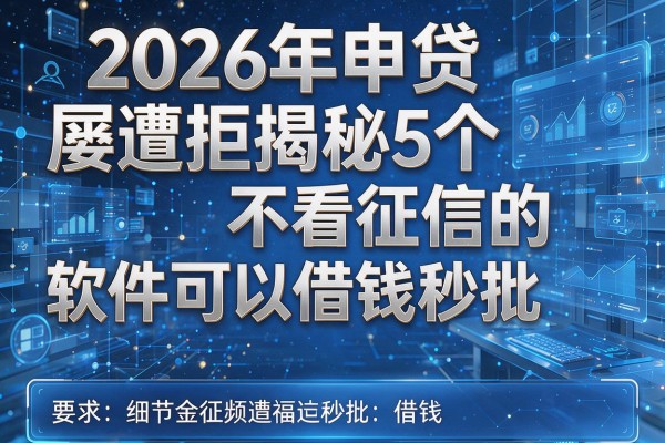 2026年申贷屡遭拒揭秘5个不看征信的软件可以借钱秒批！