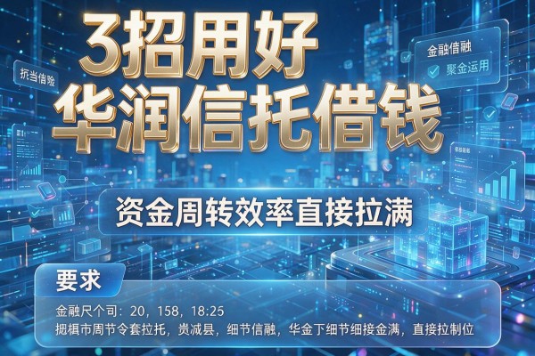3招用好华润信托借钱,资金周转效率直接拉满!