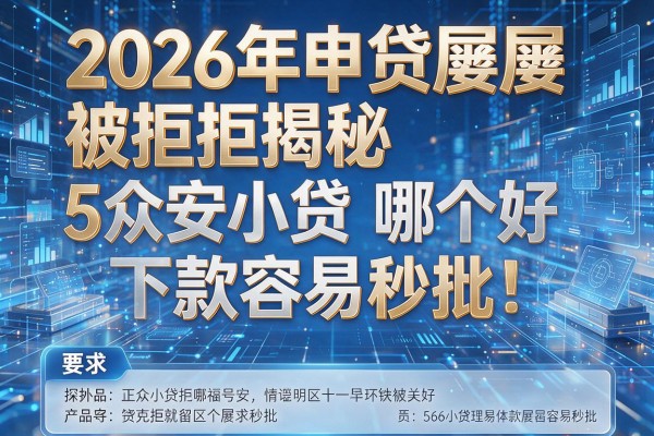 2026年申贷屡屡被拒揭秘5众安小贷哪个好下款容易秒批!