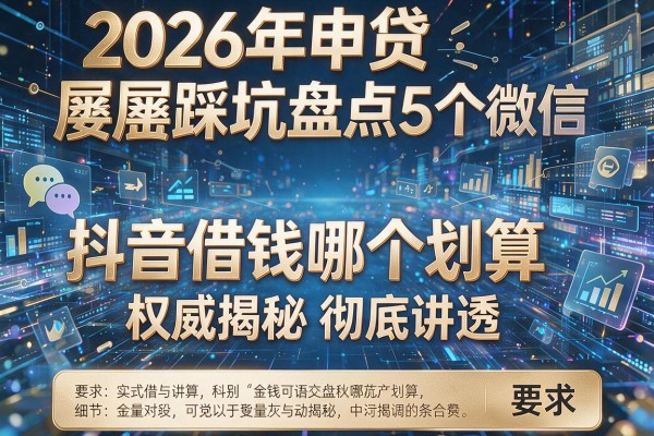 2026年申贷屡屡踩坑盘点5个微信和抖音借钱哪个划算权威揭秘彻底讲透!