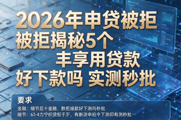 2026年申贷被拒揭秘5个丰享用贷款好下款吗实测秒批!