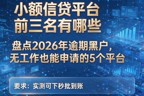 小额信贷平台前三名有哪些 盘点2026年逾期黑户无工作也能申请的5个平台 实测可下秒批到账