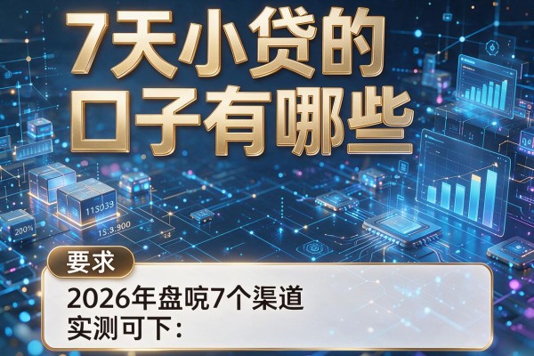 7天小贷的口子有哪些 2026年盘点7个渠道 实测可下!