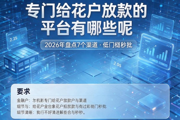 专门给花户放款的平台有哪些呢 2026年盘点7个渠道 低门槛秒批！