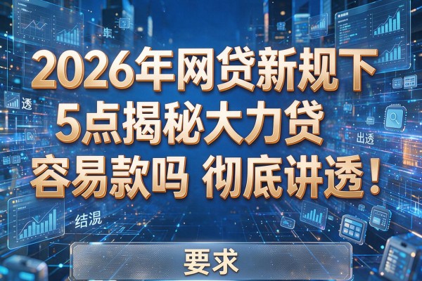 2026年网贷新规下5点揭秘大力贷容易下款吗彻底讲透!