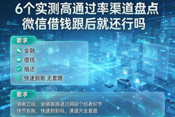 6个实测高通过率渠道盘点微信借钱跟后就还行吗快速到账无套路!