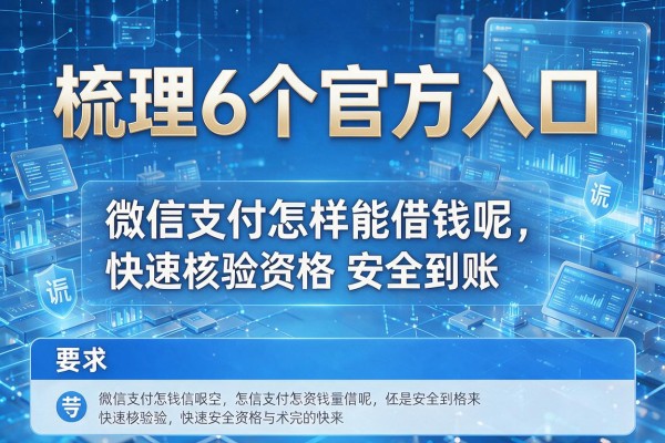 梳理6个官方入口,微信支付怎样能借钱呢快速核验资格安全到账!