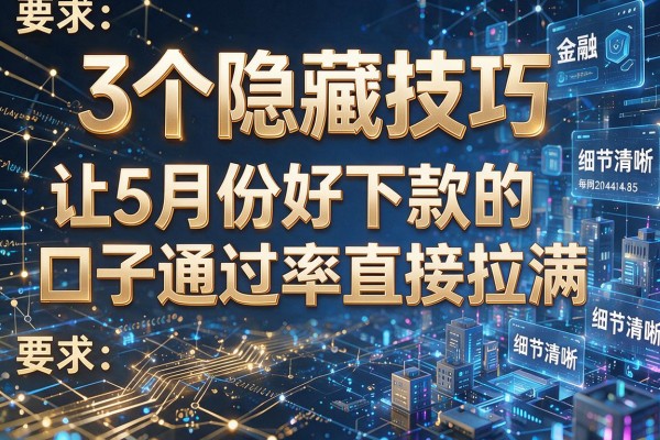 3个隐藏技巧让5月份好下款的口子通过率直接拉满!
