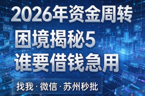 2026年资金周转困境揭秘5谁要借钱急用找我微信苏州秒批!
