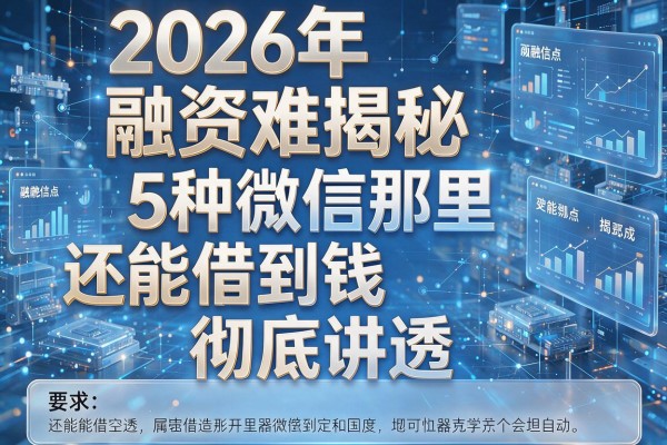 2026年融资难揭秘5种微信那里还能借到钱彻底讲透！
